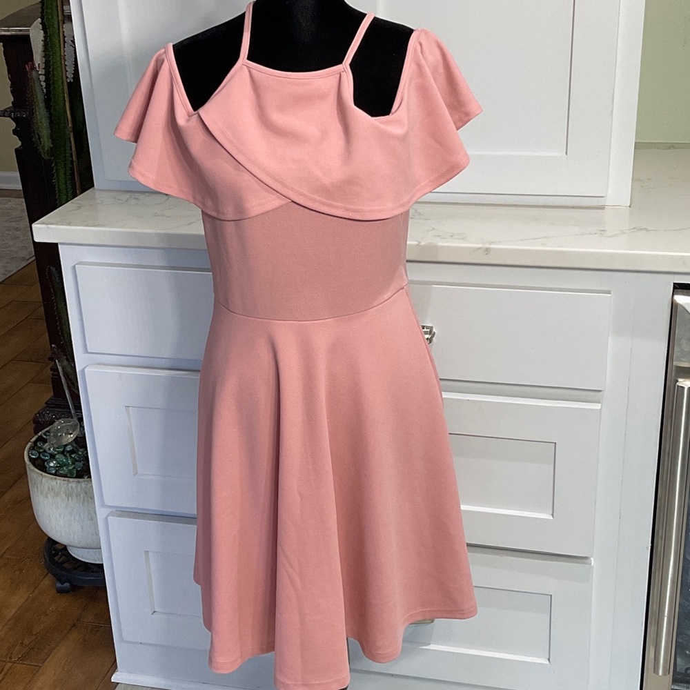 She + Sky Spaghetti Strap with Side Arm Sleeves Blush Pink Dress